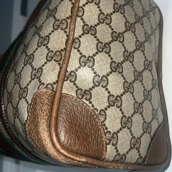 Authentic Gucci Sherry Line Boston Bag – Vintage GG Monogram Canvas Satchel - Picture 12 of 16